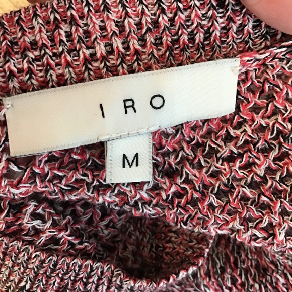 IRO Sweater Crop Pullover Distressed Knit Red M - Picture 7 of 8